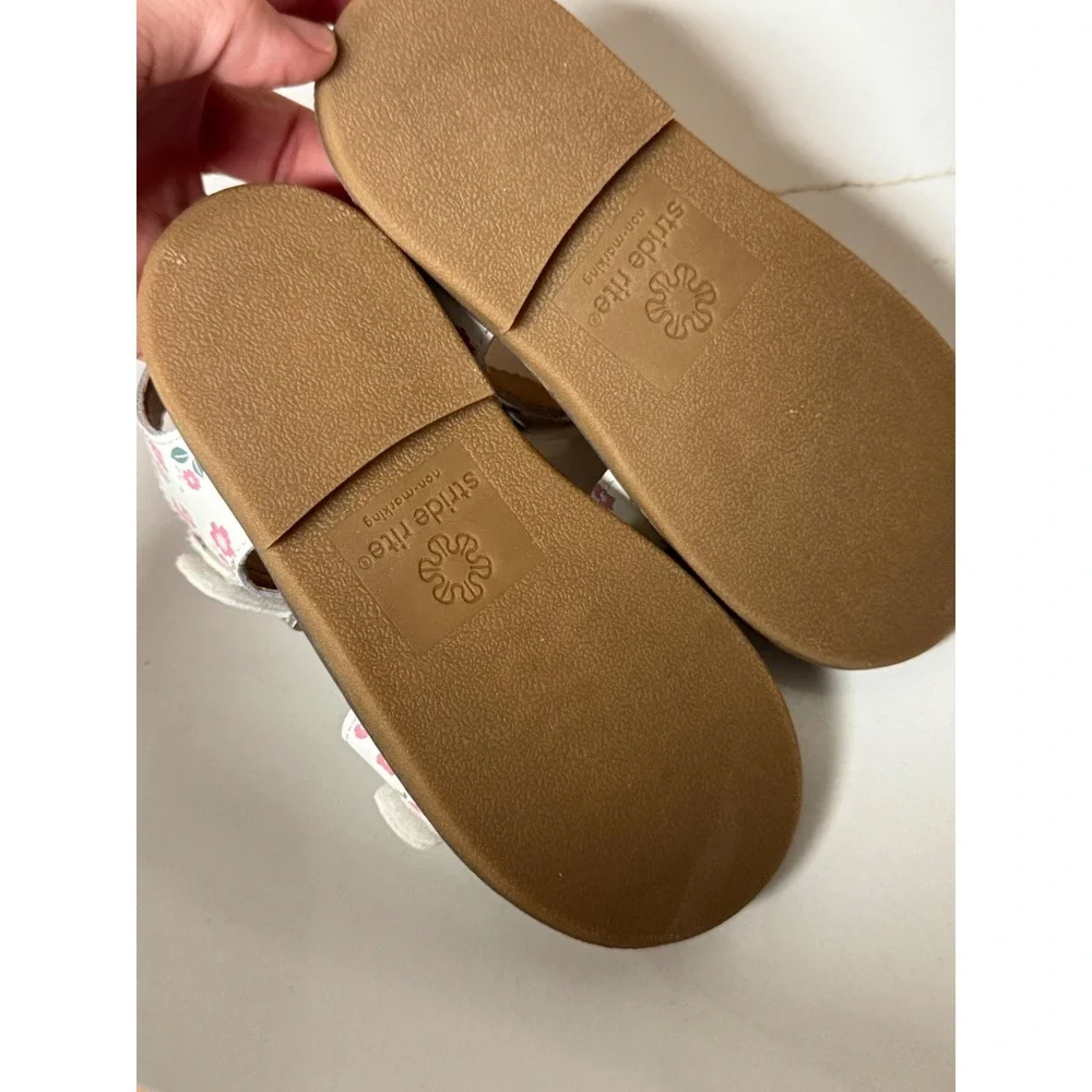 Stride Rite Alina Girls Floral Sandals White Pink Leather Lined BG037801 Size 8M